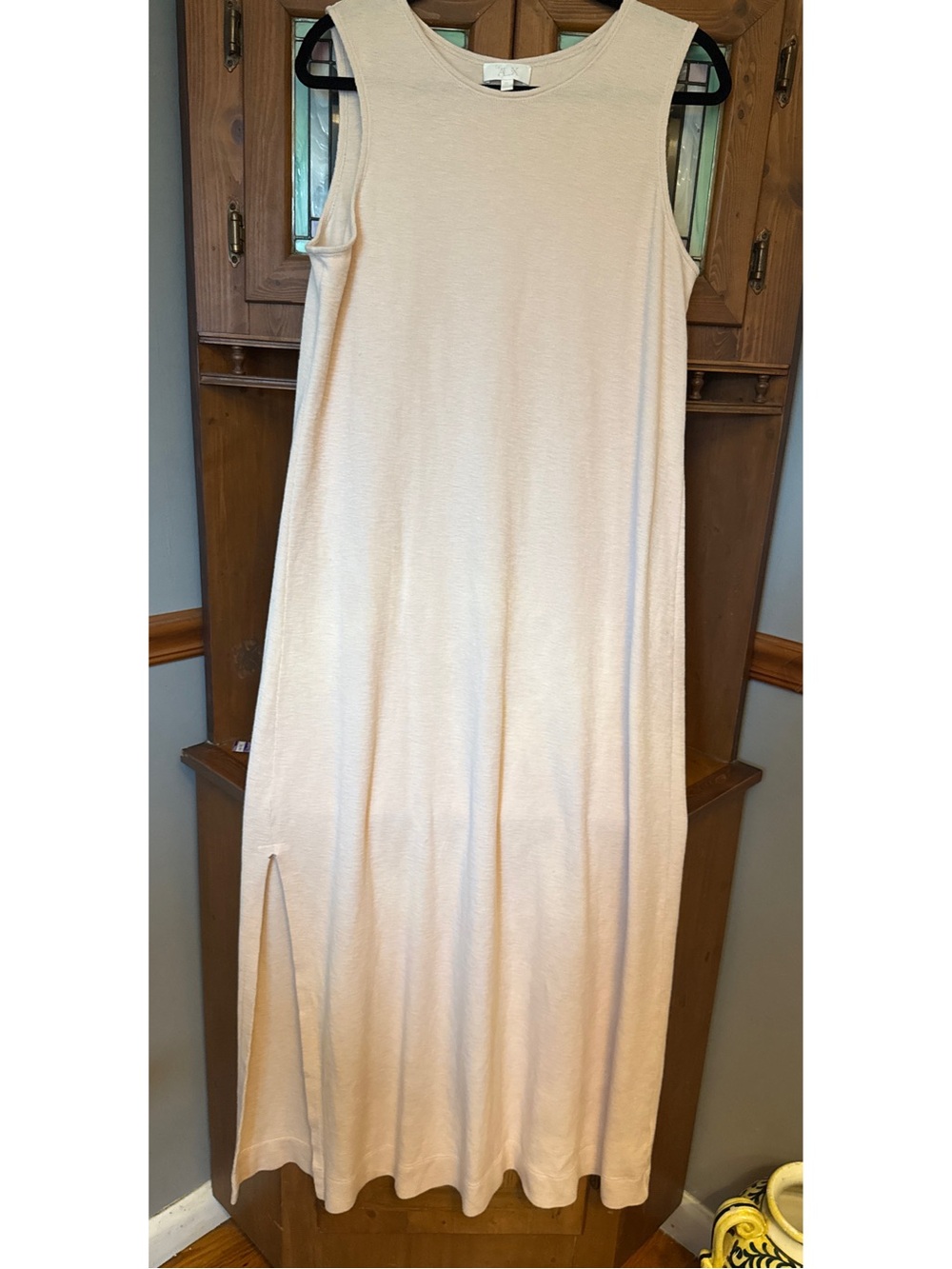 Le' AL.X organic cotton Jersey  Knit Crew Neck Sleeveless Shift Maxi Dress, XL